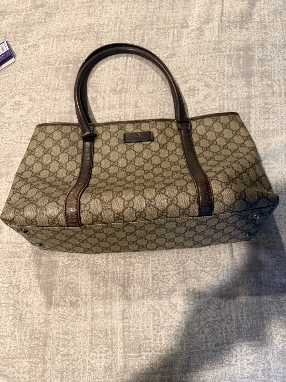 Gucci Brown GG Supreme Monogram Tote Bag Vintage